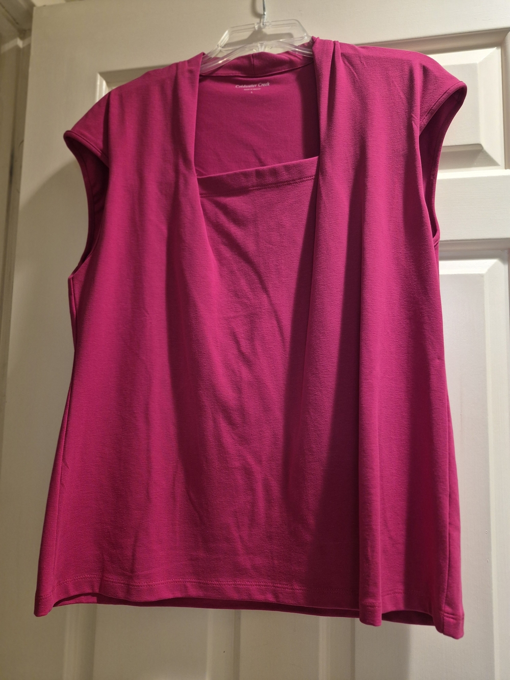 NWOT-Coldwater Creek Sleeveless Open-Front Top - Fuchsia, Large, Never Worn